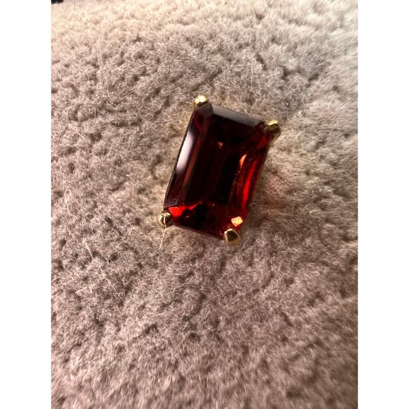 14k Gold Emerald-Cut Garnet Stud Earrings - Picture 9 of 16